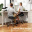 Adjustable Rolling Stool, PU Salon Chair with Foot Rest, Black