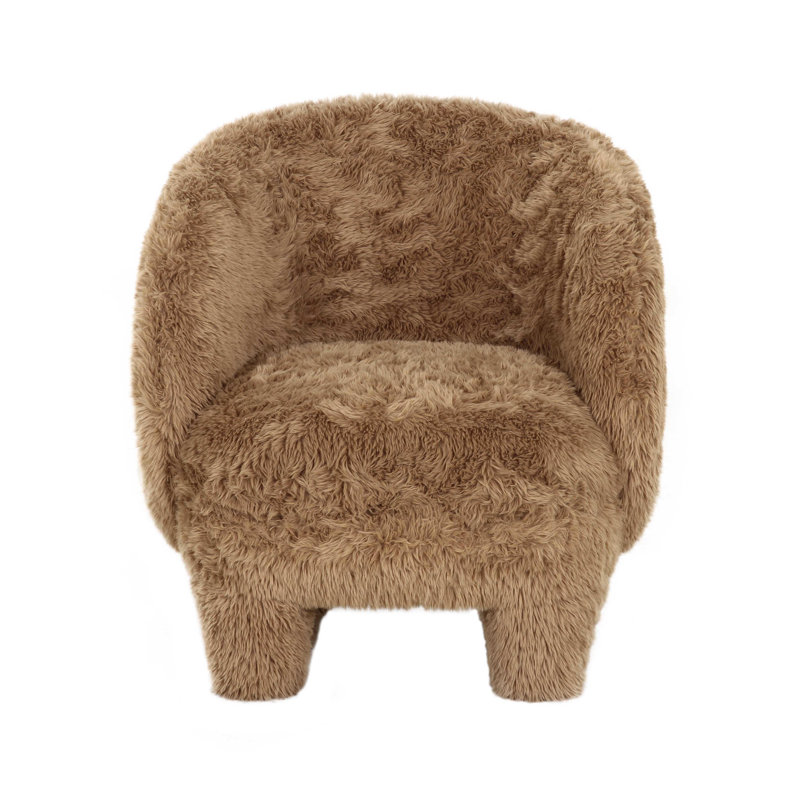 Natural Vegan Shearling Accent Chair, Brun