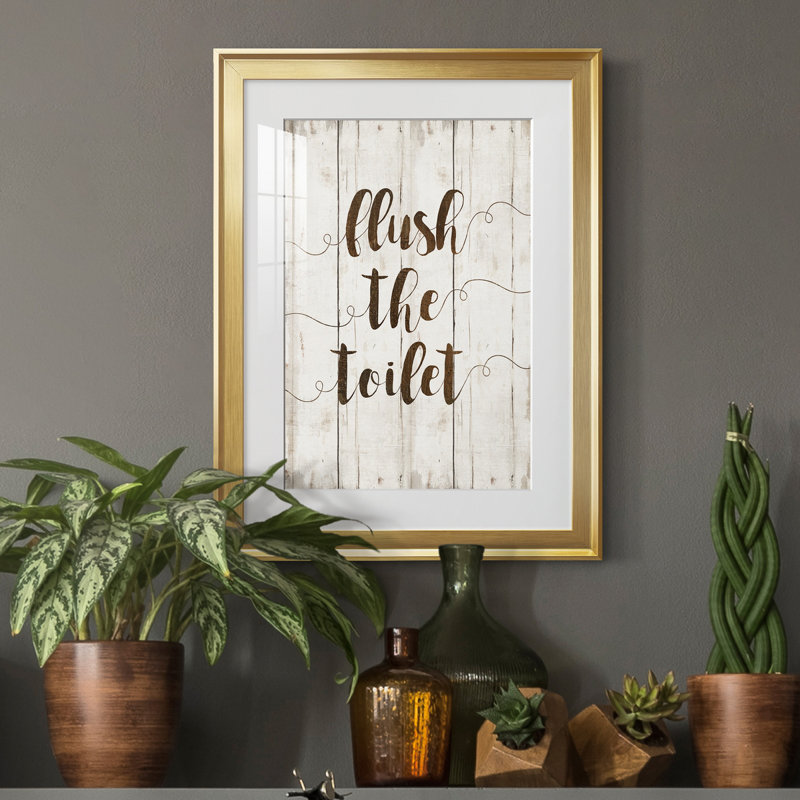 «Flush The toilettes», reproduction d'art textuel sur cadre photo, Or, H 18,5 po x l 24,5 po x P 1,5 po