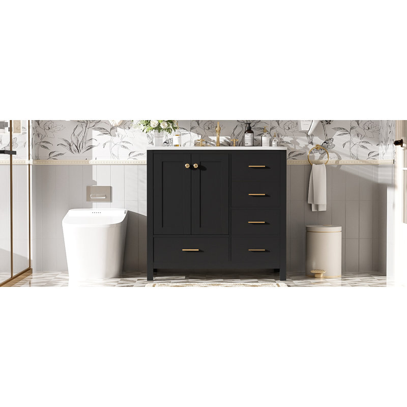 36" Bathroom Vanity with Ceramic Sink Combo