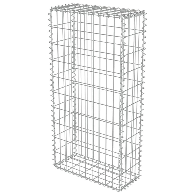 Northerly Galvanised Steel Gabion Wall with Covers, 100cm H x 50cm W x 20cm D