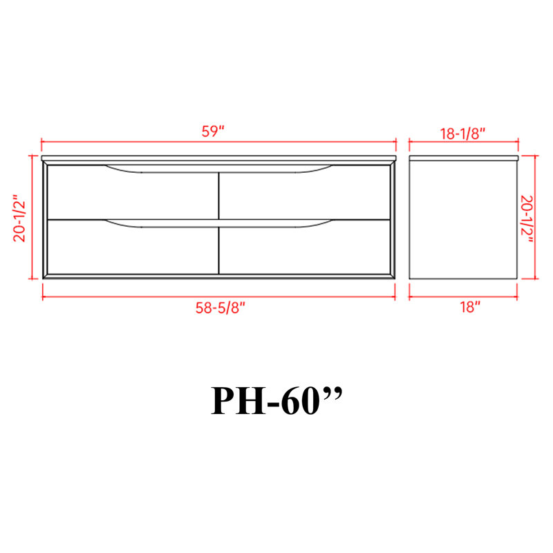 Meuble-lavabo double 60 po avec lavabo Lavaun, Blanc
