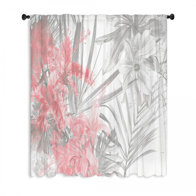Rideaux à motif de fleurs tropicales, voilages à motif floral et voilages - 1 panneau