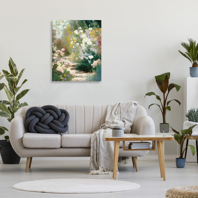 «Garden Flower Path», art mural sur toile par Gina Kelly, H 40 po x l 30 po