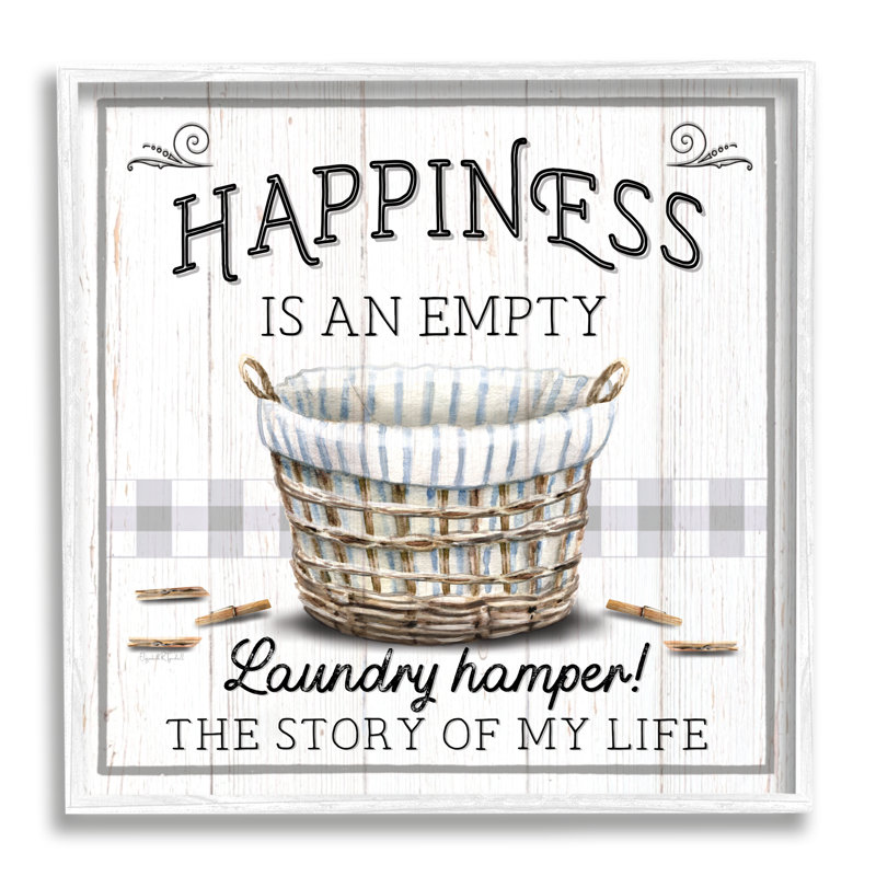 «Happiness is Empty Laundry Basket» par Elizabeth Tyndall, reproduction sur toile tendue, H 24 po x l 24 po x P 1,5 po