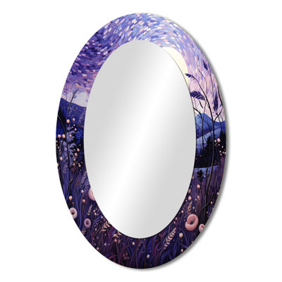 Lavender Enchanting Lavender Pointillism I - Landscapes Oval Decorative Mirror On Metal