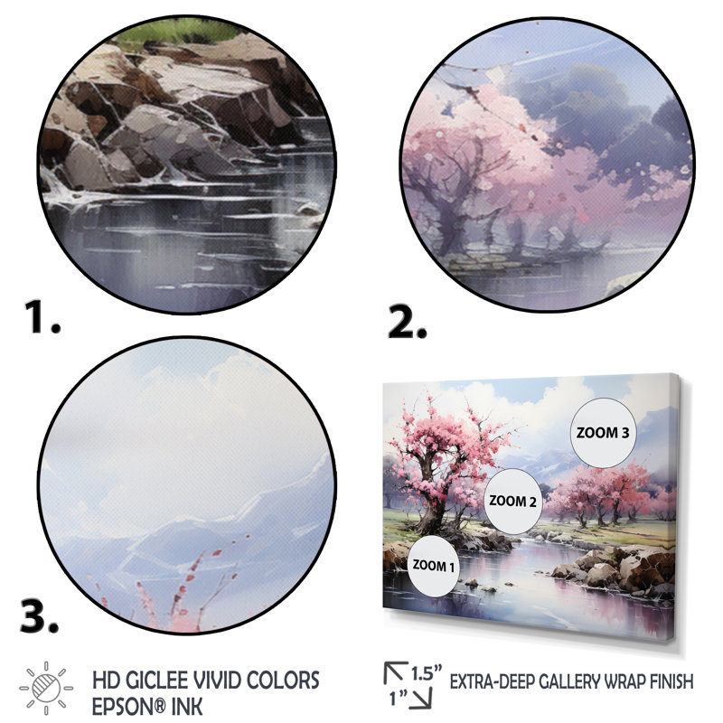 «China Art Spring Blossom I», art mural Chine, Cadre flottant noir, H 24 po x l 32 po x P 1 po