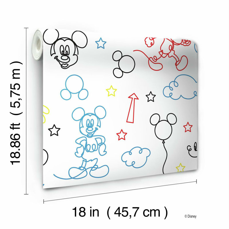 Papier peint adhésif Disney Mickey Mouse, Rouge/jaune