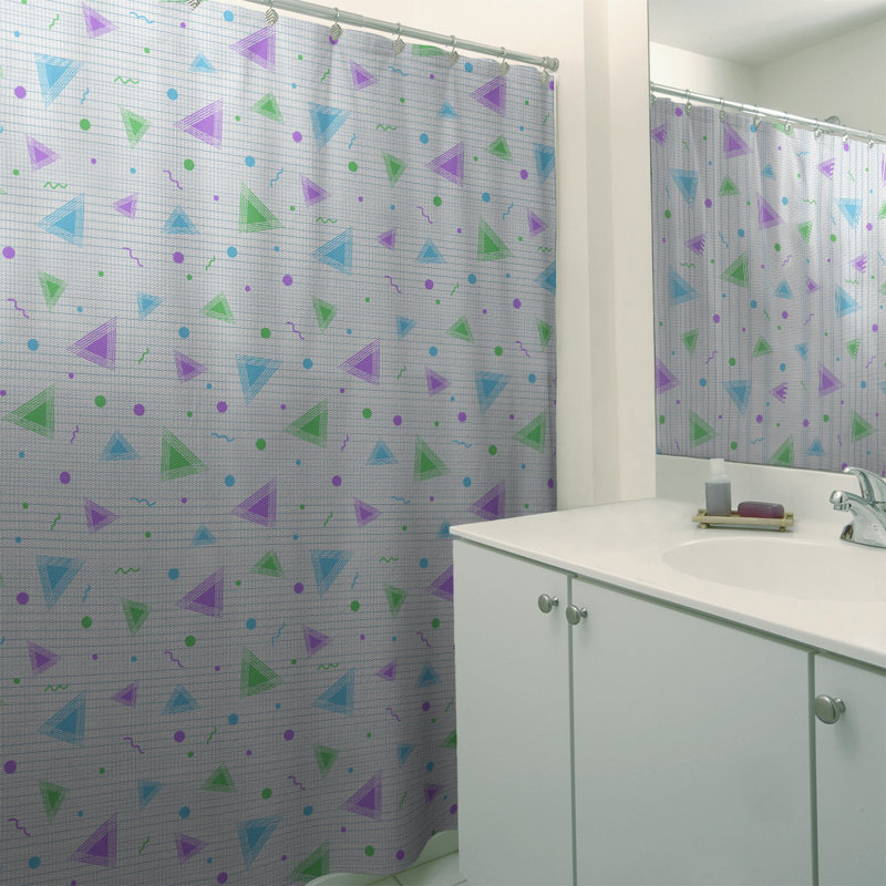 Rideau de douche simple 90 'Retro, Mauve / Vert