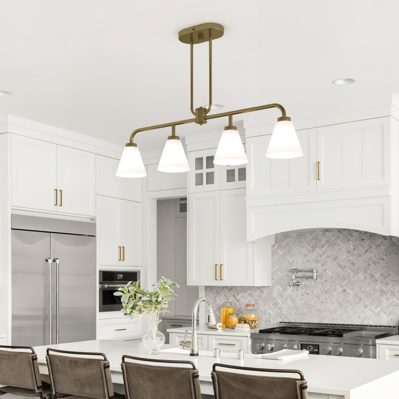 Wynridge Plug & Play 4-Light Chandelier in Transitional and Modern Style-60.15 Inches Tall and 38 Inches Wide, Satin Brass