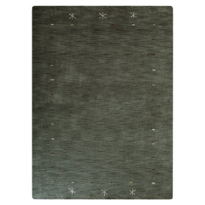 Overbey Hand Knotted Loom Wool Eco-Friendly Area Rugs - Rectangle, Green Color, Contemporary Modern Design, High Pile Thick Handmade Anti Skid Area Rugs for Living Room, Bed Room