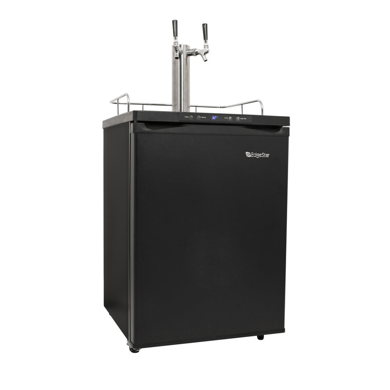 EdgeStar 5.6 Cubic Feet Dual Tap Freestanding Kegerator with, Black