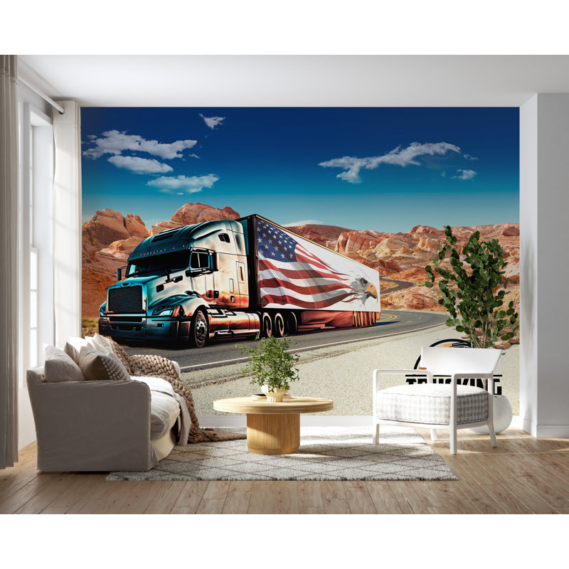 Murale de camion américain Ashmita, L 135 po x L 100 po