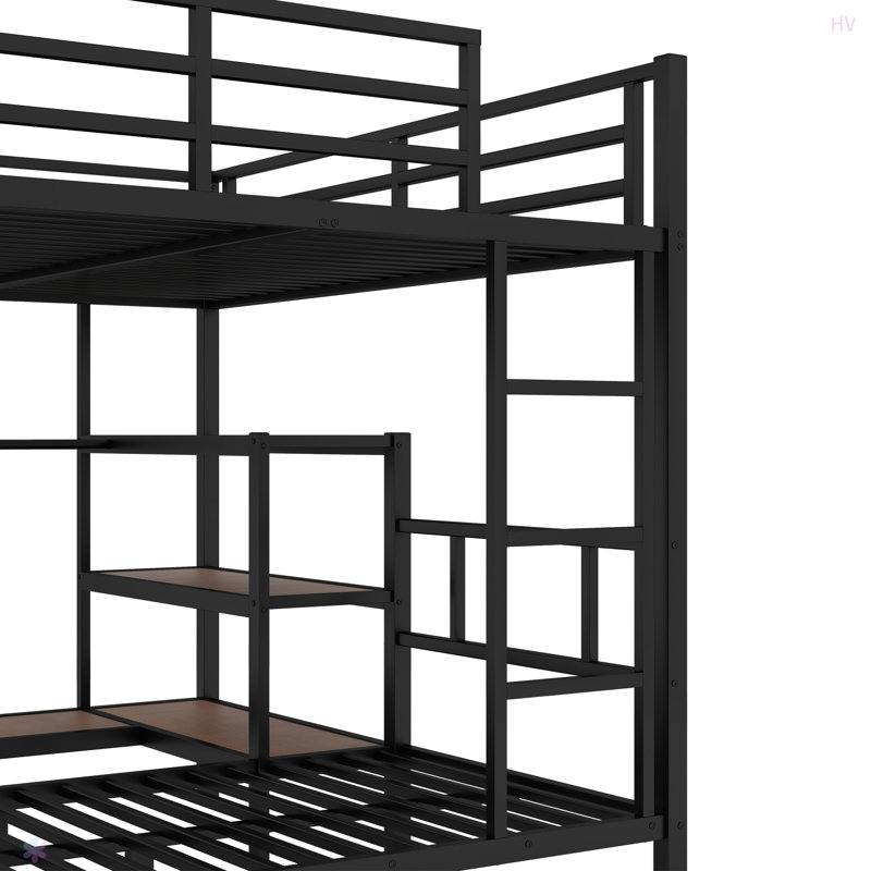 Grand lit superposé simple avec espace de rangement sur le lit supérieur, lit inférieur avec cintres et tablettes, peu encombrant / réduit le bruit