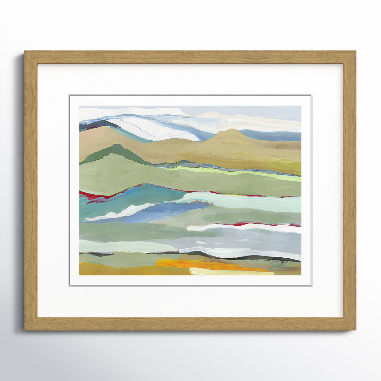 Goodbye Summer on the Hills - Picture Frame Painting, Natural Wood Framed, 16" H x 19" W x 0.75" D