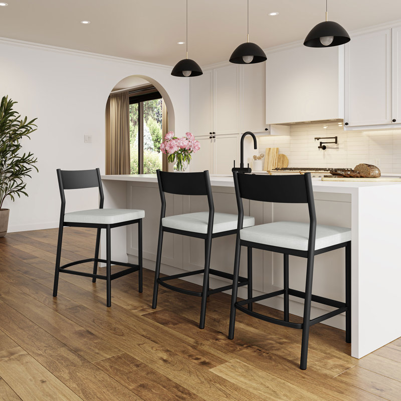 Tabouret de comptoir Latitude Run® Cullison, Blanc, Noir, noir, noir, noir