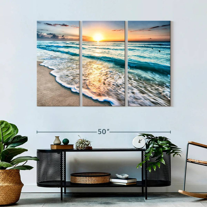 «Foamy Cancun Beach», reproduction d'art sur toile, H 32 po x l 50 po x P 1,25 po