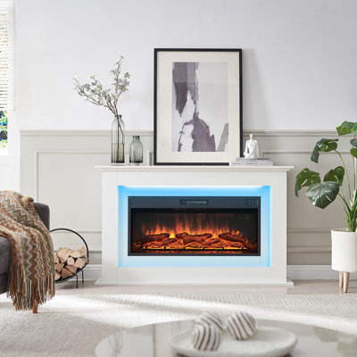 FLAMEKO Savannah Freestanding Electric Fireplace Suite, 2kW Heater, Remote
