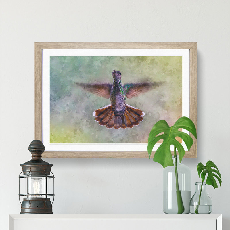 Wings of a Hummingbird - Picture Frame Painting Print, 45cm H x 63cm W x 2cm D, Oak Framed
