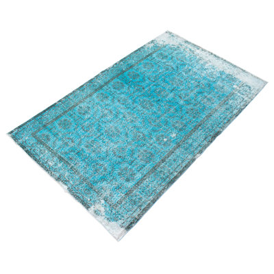 Ollie-Joe One-of-a-Kind 6'0" X 9'5" 2000s Wool Area Rug in Aqua