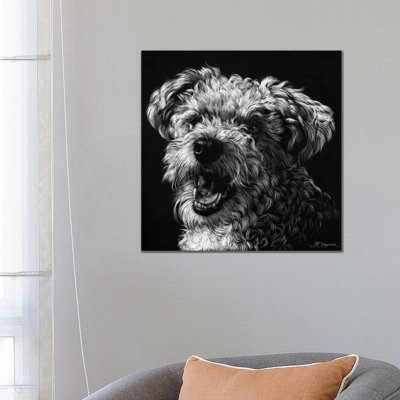 Canine Scratchboard XXV by Julie T. Chapman - Wrapped Canvas Print