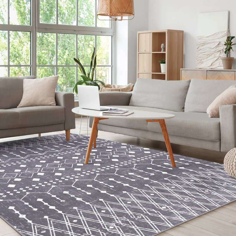 Gingham Shag Area Rug, Rectangle 153 x 244 cm