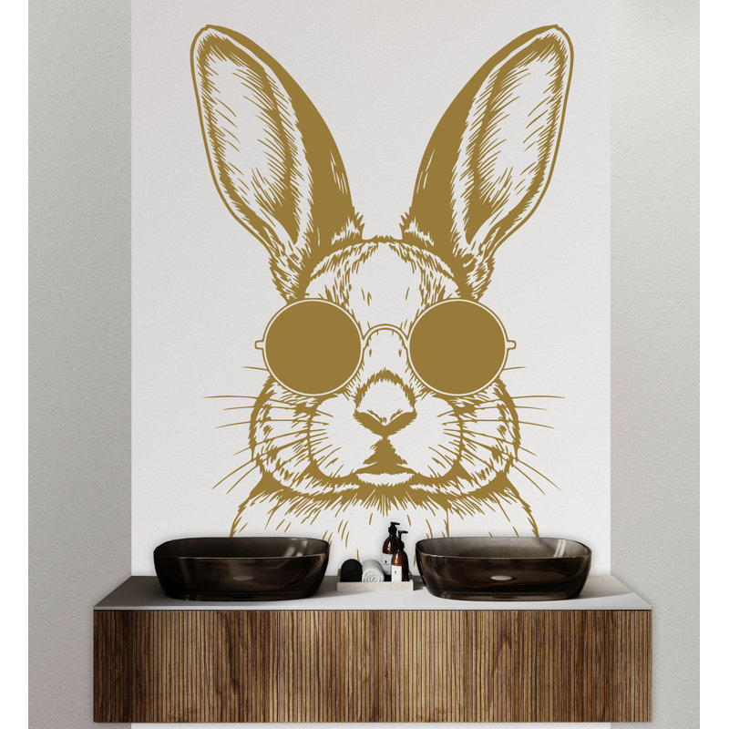 Adhésif décoratif lunettes de soleil lapin, décor de lapin, autocollants de salle de bain 304DRE, 44 po x 64 po, Comme neuf