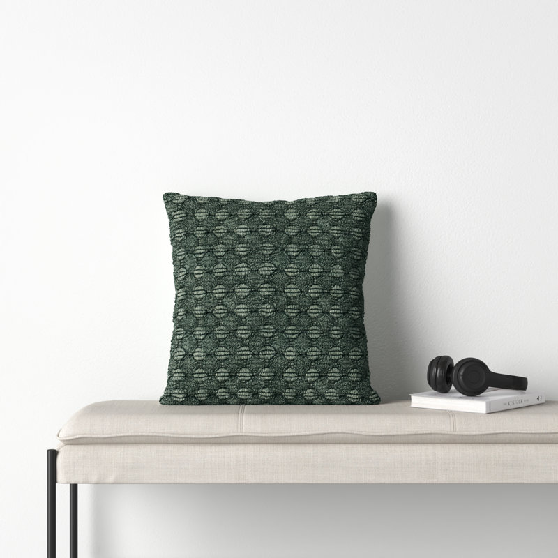 HomeRoots 518702 20 in. Green Cotton Throw Pillow with Texture