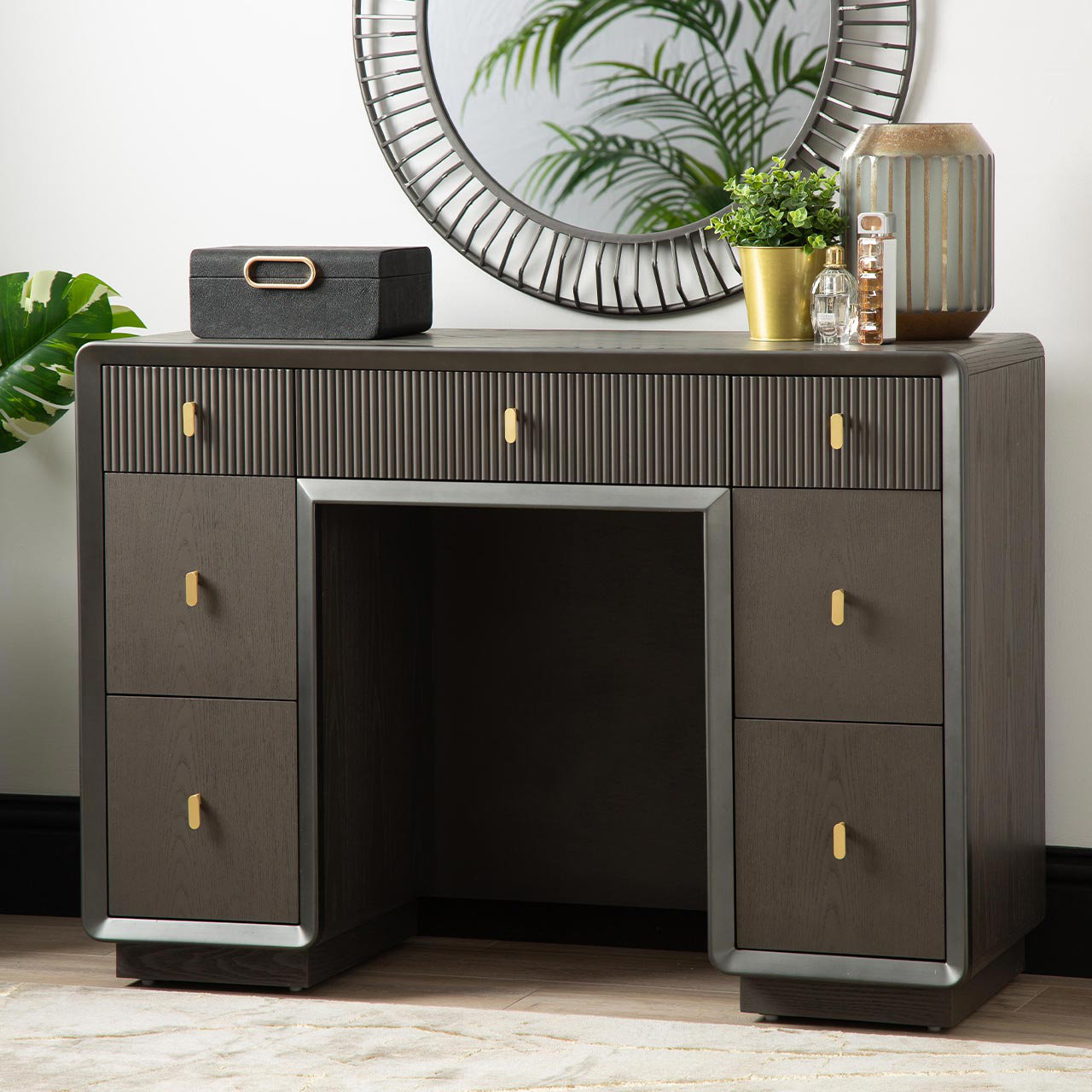 Canora Grey Backler 7 Drawer Wooden Dressing Table Bedroom Makeup Vanity Cosmetics Storage Dresser Wayfair