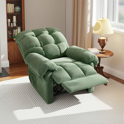Recliner Chair, Small Recliners For Small Spaces, Upholstered Manual Recliner With Side Pockets For Living Room