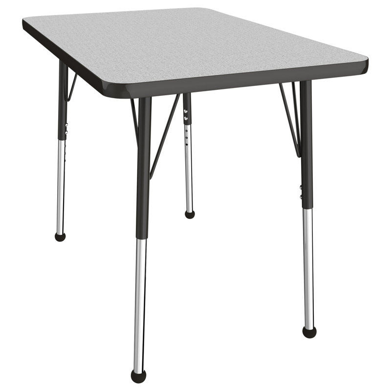 Rectangle T-Mold Adjustable Height Activity Table, 24" x 36", Gray/Black, Standard Ball Glide