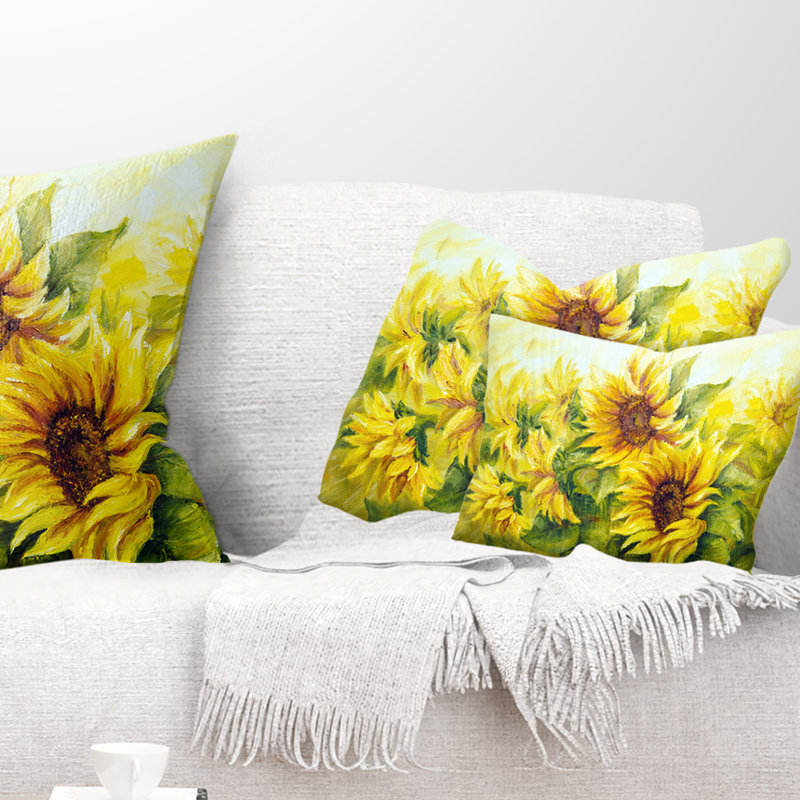 Coussin décoratif fleur de soleil brillant, 18 po x 18 po, Coussin décoratif