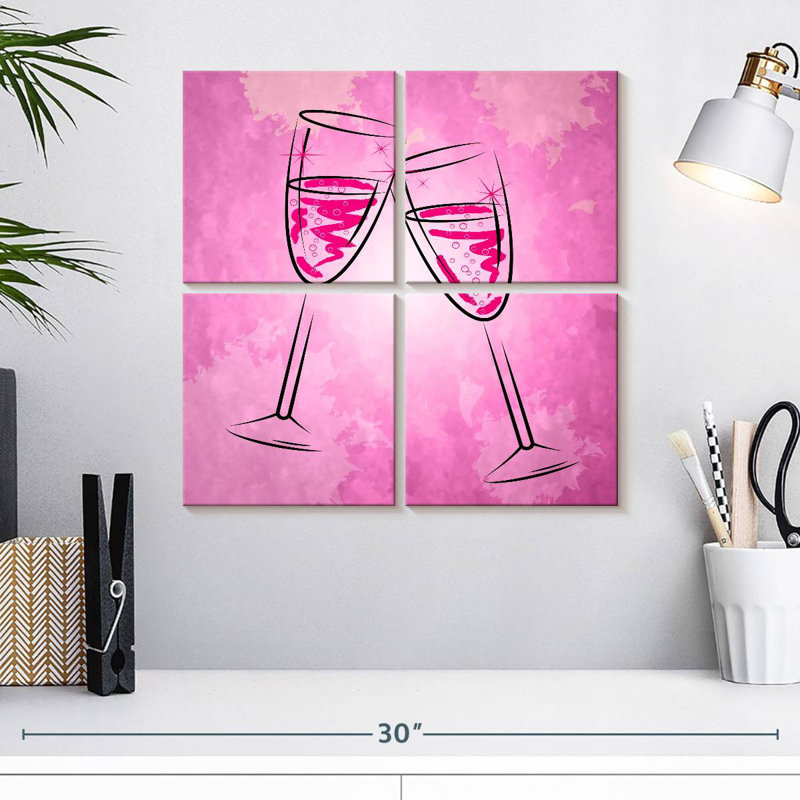 Yarlin Pink Champagne Glasses, 18" H x 18" W