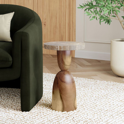 Jasmine Hourglass Petrified Wood Top Accent Table
