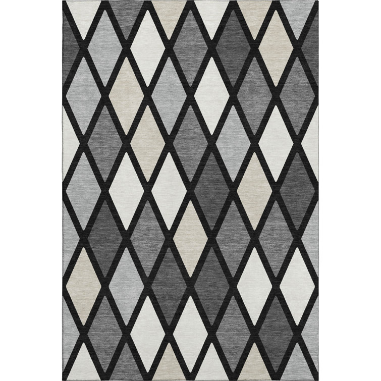 Premium Machine Washable Prisco Black Rug