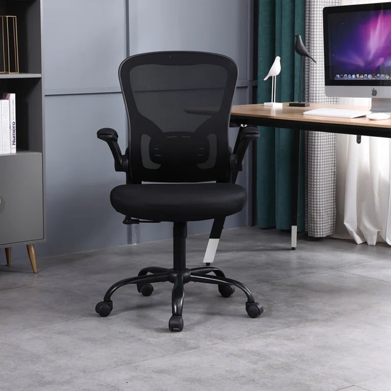 Chaise de bureau ergonomique en filet avec accoudoirs rabattables