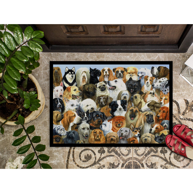 Paillasson d’extérieur antidérapant 51 dogs Tooele, Rectangle 1 pi 6 po x 2 pi 3 po