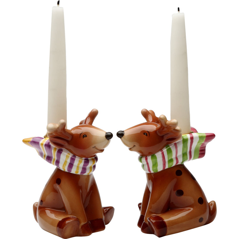 Ensemble de chandelles en céramique 2 pièces Reindeer