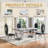 70" Dining Table Set, Faux Marble Dining Table Set With High Backrest Dining Chairs, Modern Kitchen & Dining Room Sets-2028345410-2031958850-2031958686