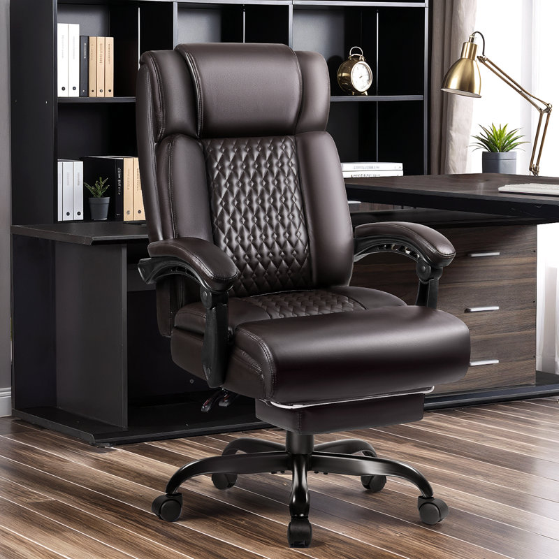 Home Office Ergonomic Reclining Executive Chair with Footrest, Brown