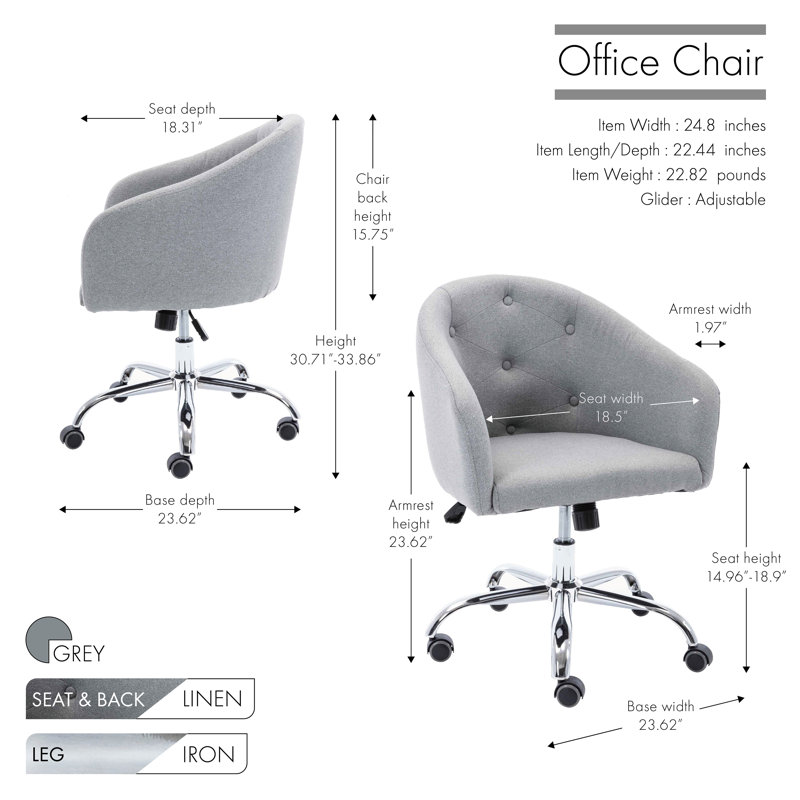 Chaise de travail Fem, Gris