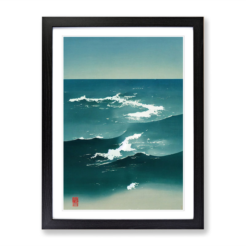 Liem Japanese Ocean - Picture Frame Print, Black, 46cm H x 2cm W x 3cm D