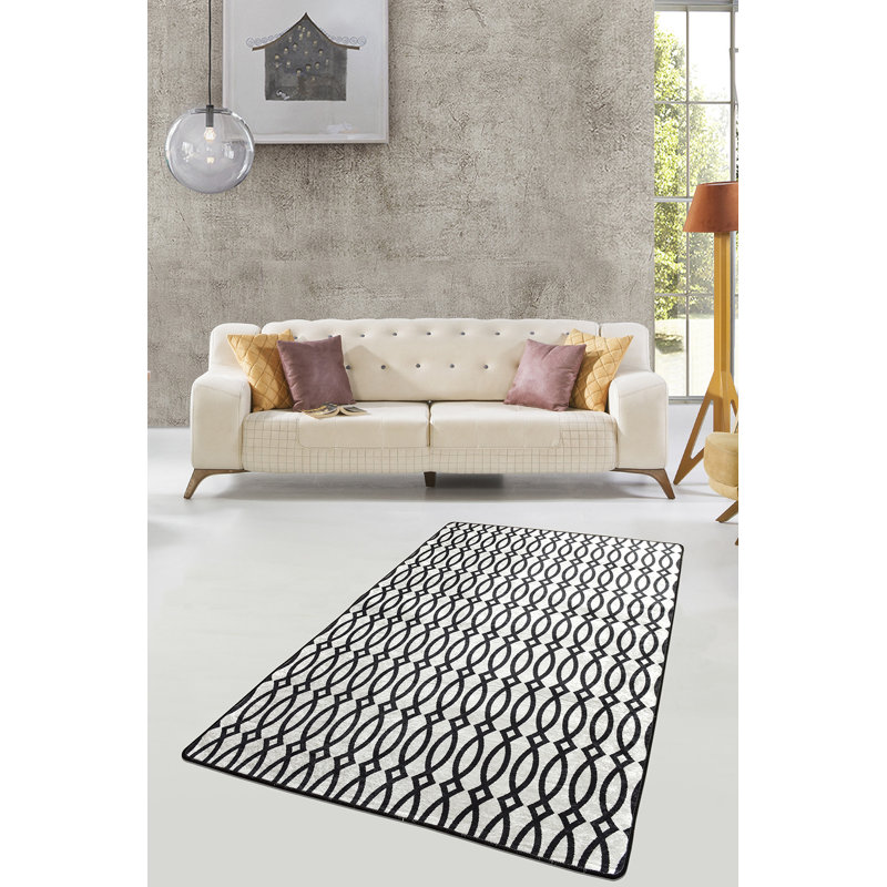 Antibacterial Polyester Area Rug | Non-Slip Felt Dot Underside, 0.4 in Pile Height | Machine Washable at 30°C, 700 g/m² | Perfect for Living Room & Bedroom, Stylish & Durable Design