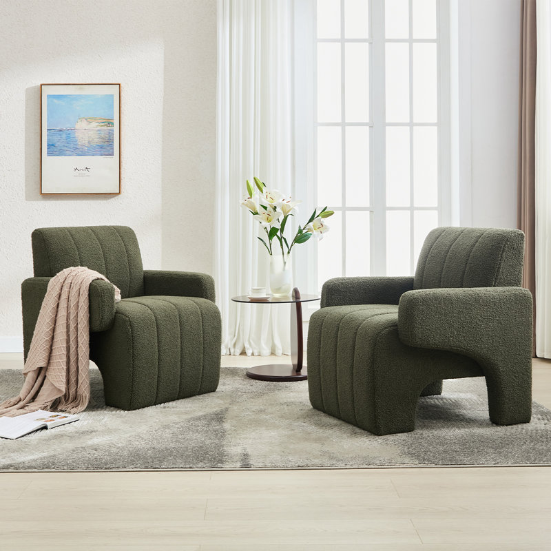 Fauteuil d'appoint moderne rembourré en sherpa doux, Polyester vert