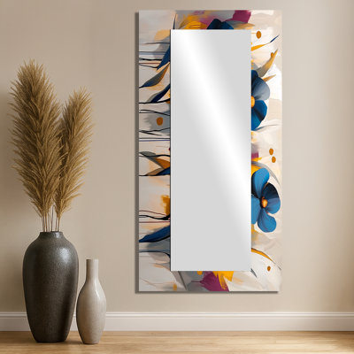 Fleurs rouges et bleues bleues - miroir bleuet pour décoration murale - imprimé sur métal