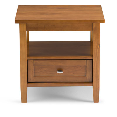 Warm Shaker Solid Wood End Table with Storage Drawer