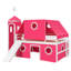 Lit mezzanine double avec glissade, tente bleue et tour pour enfants - lit en bois de pin - rose-515948749-515948755