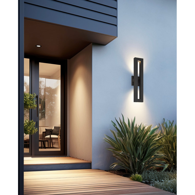 Orren Ellis Miamarie - 2 Light LED Outdoor Wall Mount In Coal Finish, 4.37" H x 22" W x 5" D