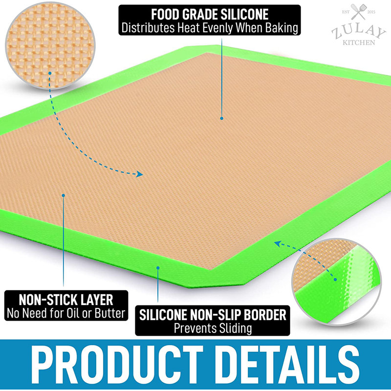 Light Green Silicone Nonstick Reusable Baking Sheet Set