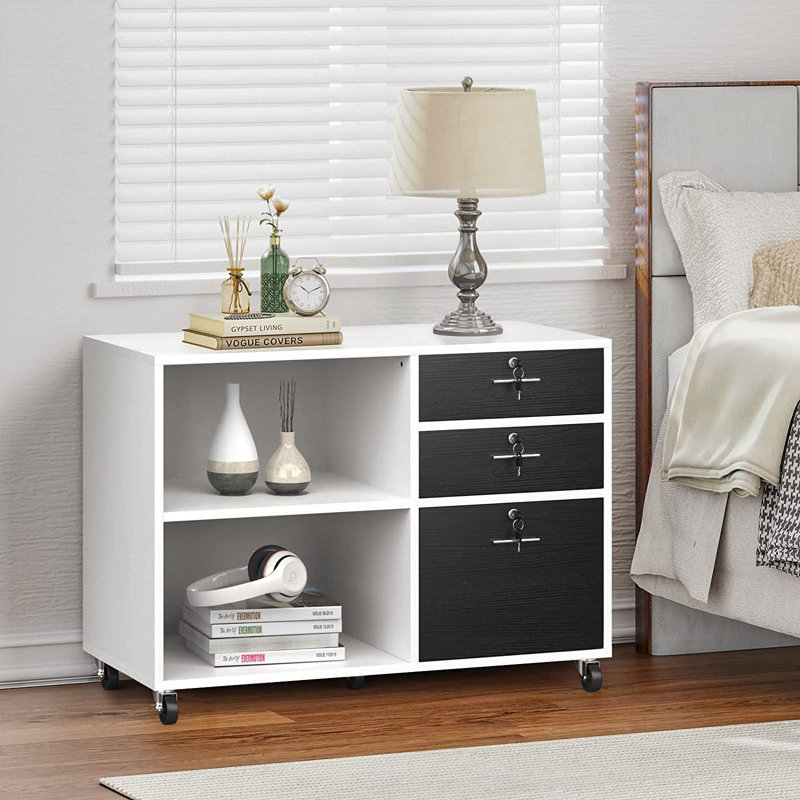 Adonya 35'' Wide 3 -Drawer Mobile File Cabinet, White